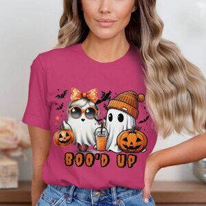 New Cute Halloween Couple Ghosts with Pumpkins T-Shirt, Adorable Boo'd Up Gift